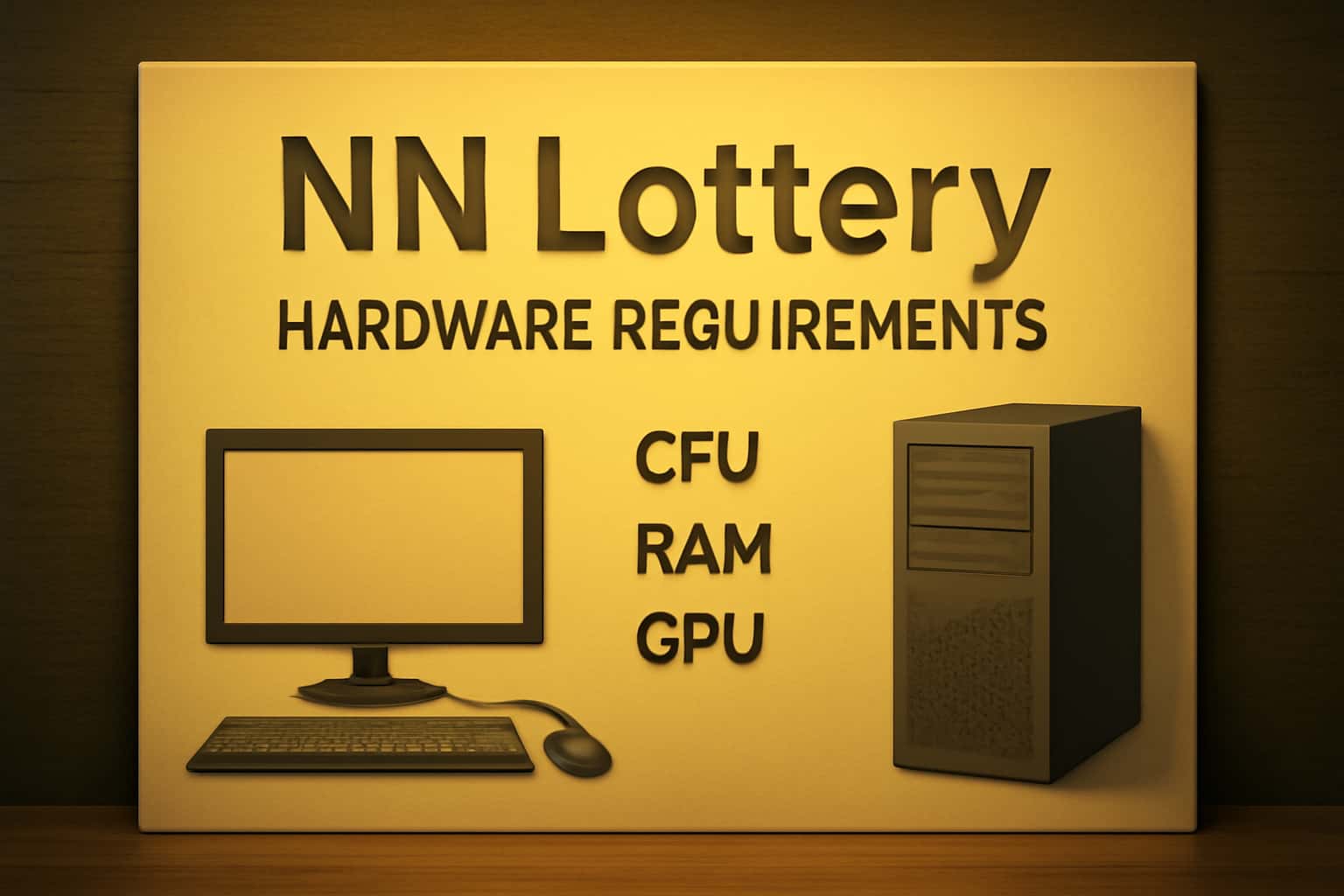 An informational graphic depicting the hardware requirements for NN Lottery.