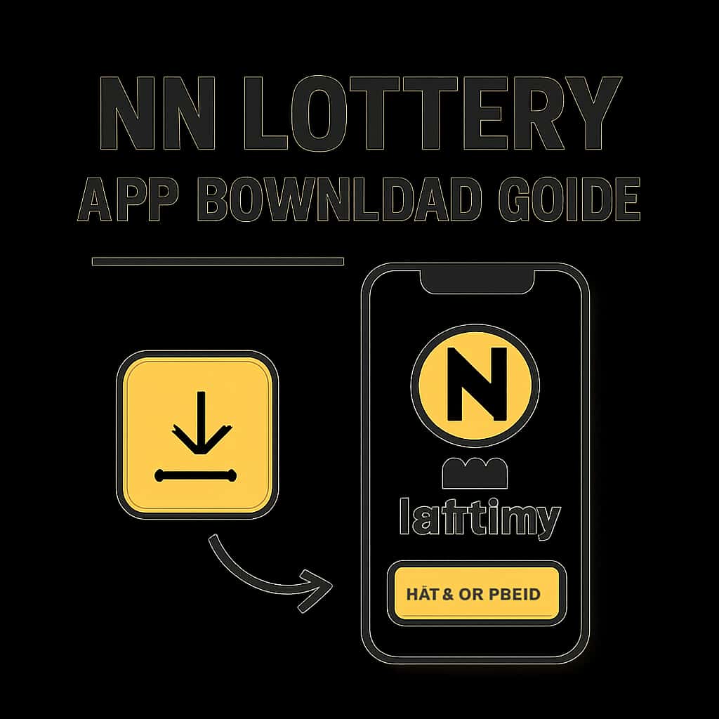 An illustration showing steps to download the NN Lottery app.