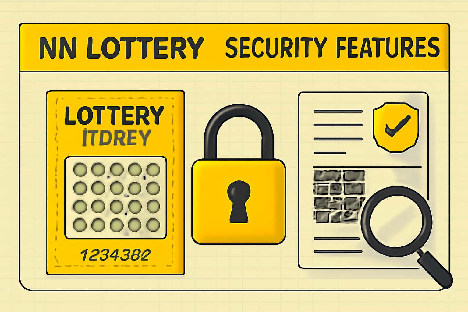 An informational display showcasing NN Lottery security measures with a focus on user account protection.