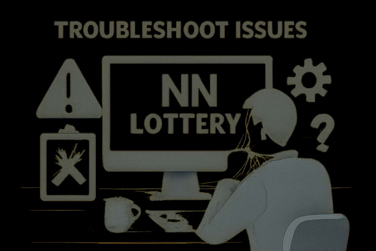 A visual representation of troubleshooting NN Lottery issues with focus on support and security.